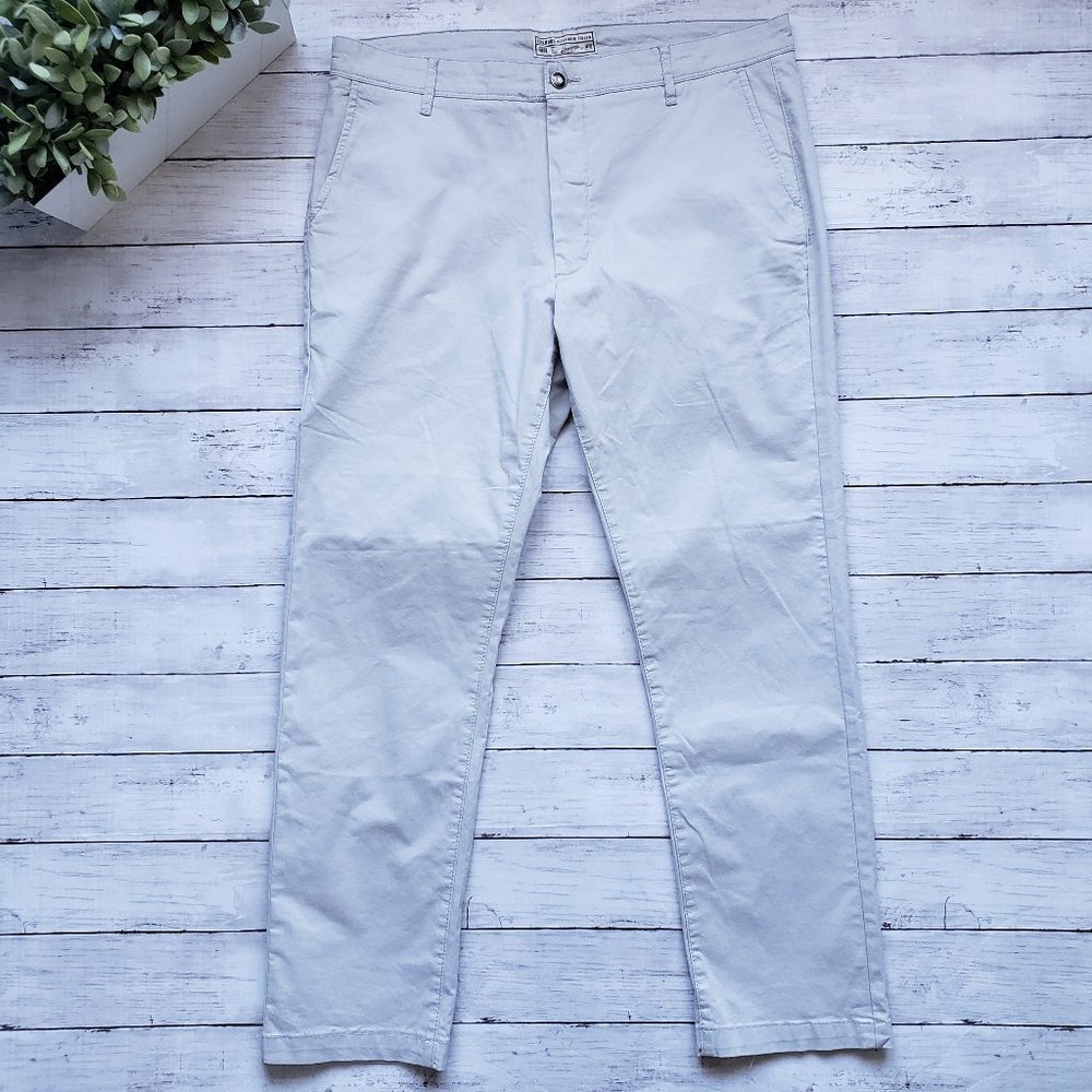 ALEXANDER JULIAN Stretch Flat Front Chino Pant Light Khakis Slacks 36x30 EUC